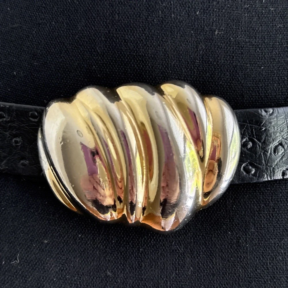 GAY BOYER BELT BUCKLE - WAVY DESIGN‎ - GOLD/SILVER TWO TONE